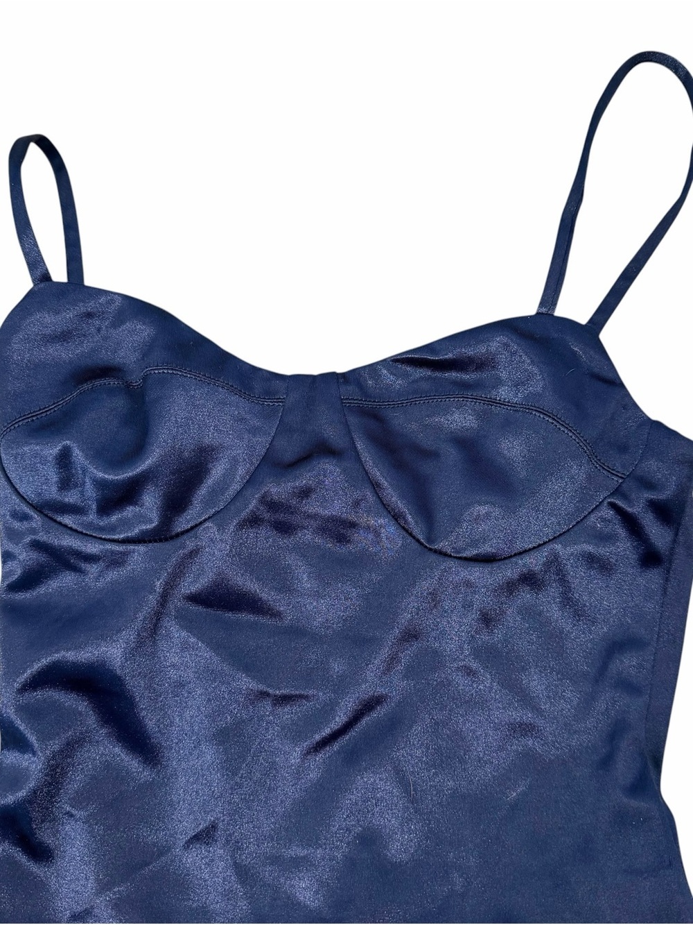 Princess Polly Navy Blue Satin Bodysuit - Picture 2 of 3